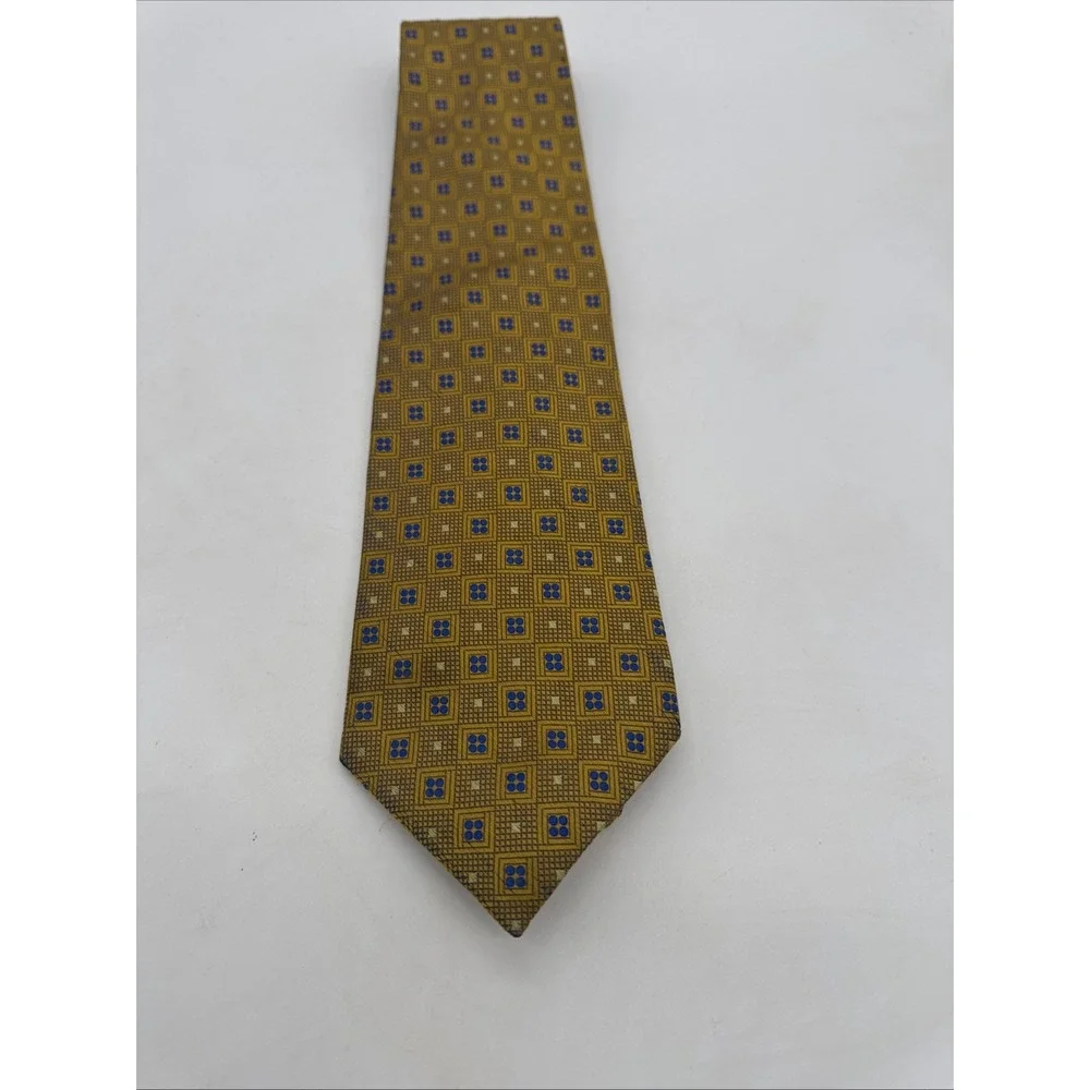 Geoffrey Beene Mens Gold Handmade 100%‎ Silk Necktie 58 X 3 3/4